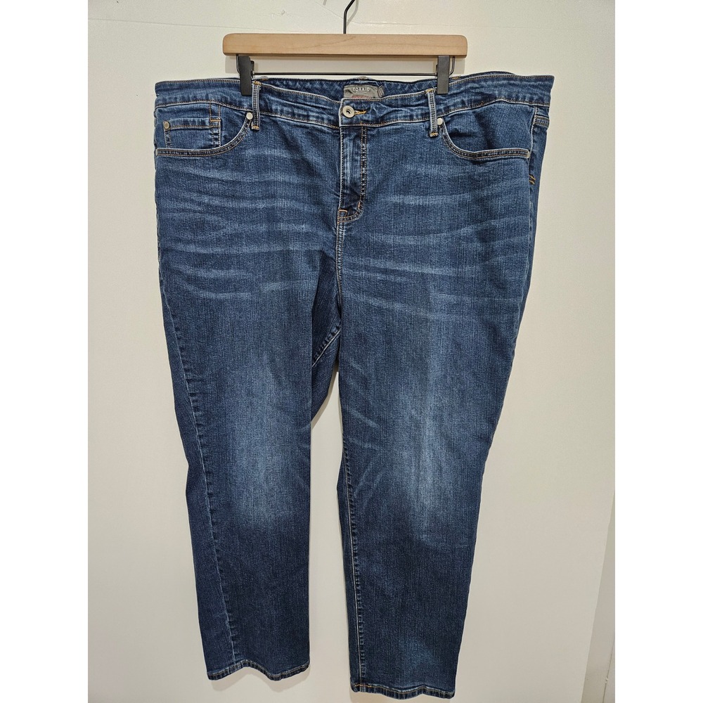 Torrid Boyfriend Straight Jeans Womens 26R Medium Wash Blue Denim Stretch 196178